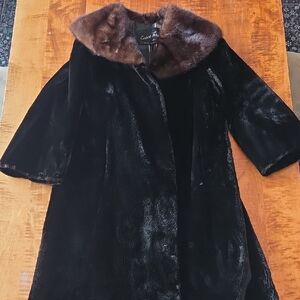 Vintage Seal And Mink Collar Fur Coat